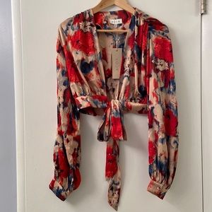 ACOA sexy, silky midriff blouse